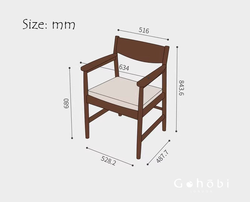 Gohobi Handmade Solid Wood Curved Armchair – Study Chair Office Seat Leisure Home Bedroom Chair | FSC Certified Furniture