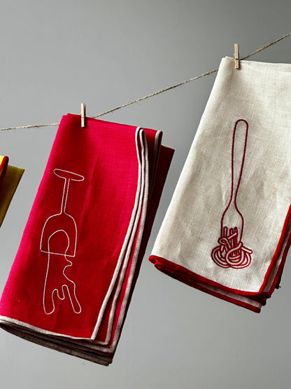 HereThe Linen Blend Napkins - Spaghetti (Set of 2)