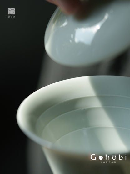 [賦山敘 x Gohobi] Gohobi Pure White Porcelain Gaiwan – Horseshoe Shape Thin Porcelain Gongfu Tea Bowl