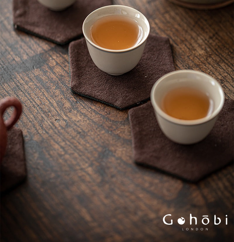 Gohobi Grass and Wood Tie-Dye Tea Coaster – Handmade Fabric Cup Holder Heat Insulation Pad