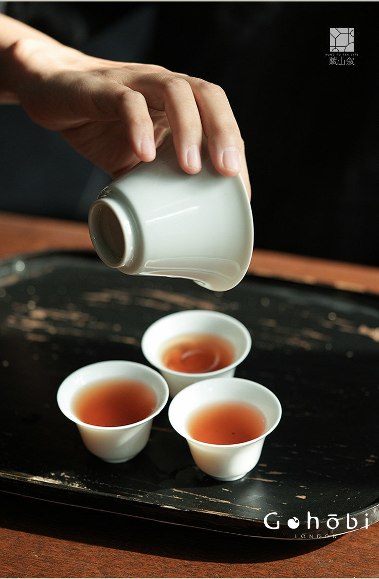 [賦山敘 x Gohobi] Gohobi Pure White Porcelain Gaiwan – Horseshoe Shape Thin Porcelain Gongfu Tea Bowl
