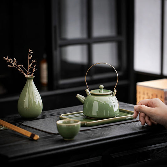 Gohobi Vintage Ceramic Teapot with Handle