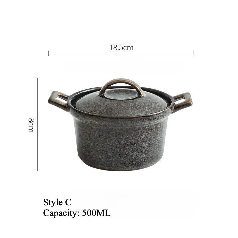 Gohobi Glaze Double-Handled Stew Pot