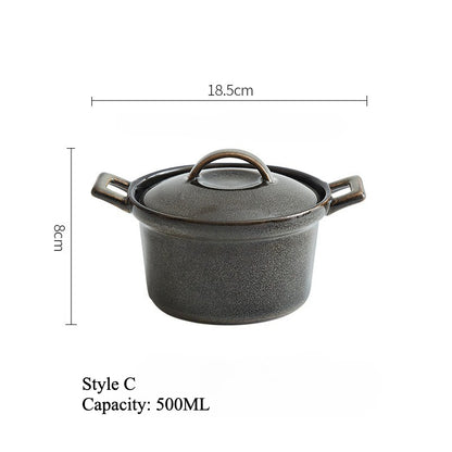 Gohobi Glaze Double-Handled Stew Pot