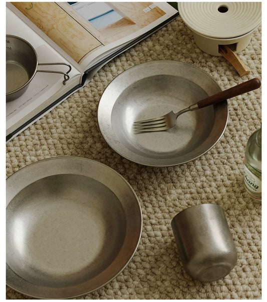 Gohobi Japanese-Style 304 Stainless Steel Deep Pasta Plate