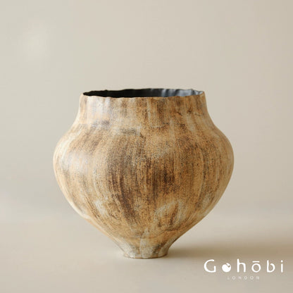 Gohobi Wabi-Sabi Japanese Style Ceramic Vase – Handmade Sand Texture Decorative Vase