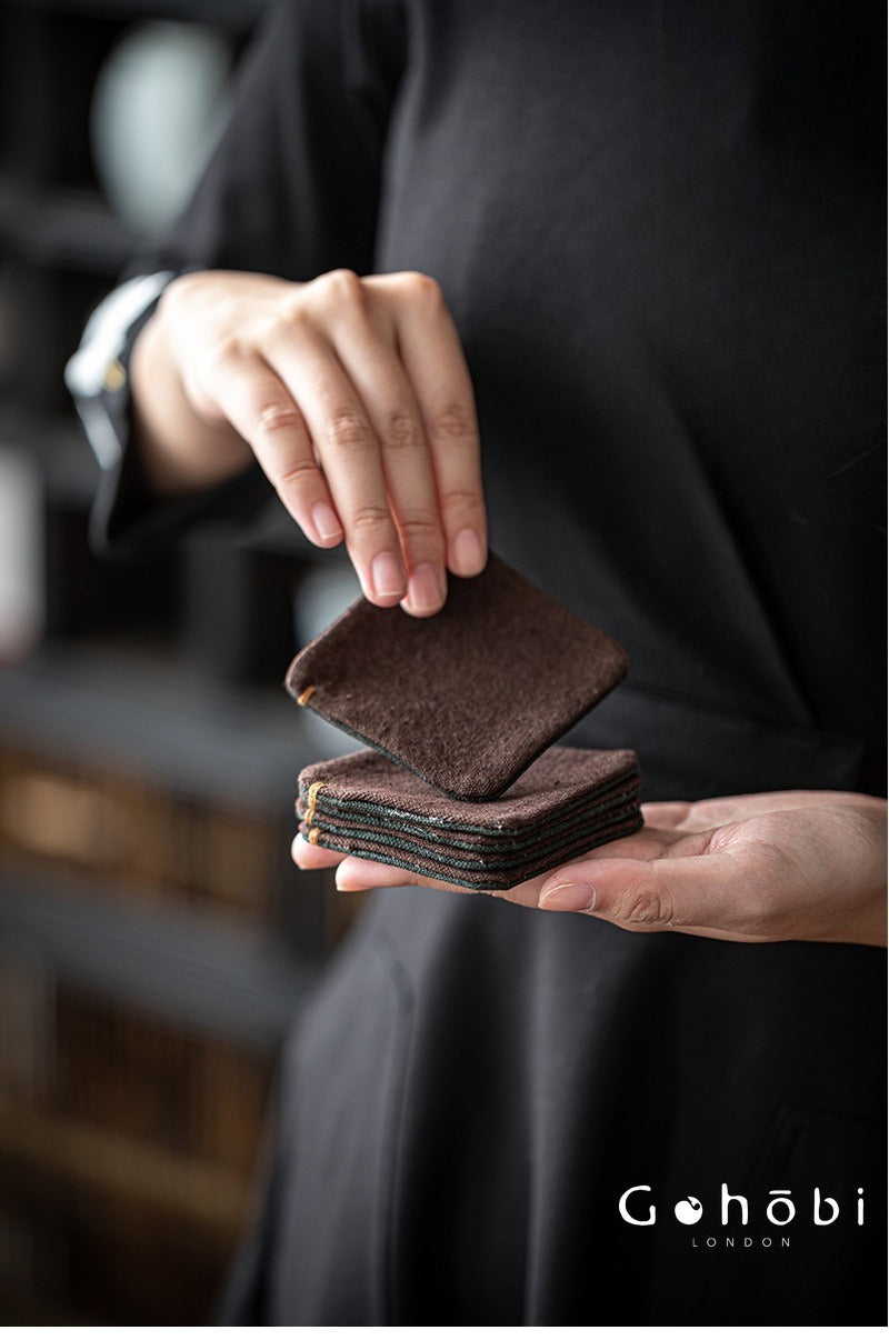 Gohobi Zen Style Tea Coaster – Hand-Sewn Tie-Dye Cloth Heat Insulation Cup Coaster