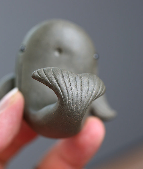 Gohobi Handmade Ceramic YiXing Clay Whale Ornament Tea pet