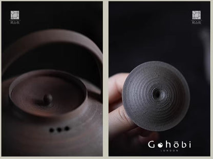 [賦山敘 x Gohobi] Gohobi Old Rock Clay Teapot with Lifting Beam – Chaoshan Gongfu Tea Kettle for Open Flame
