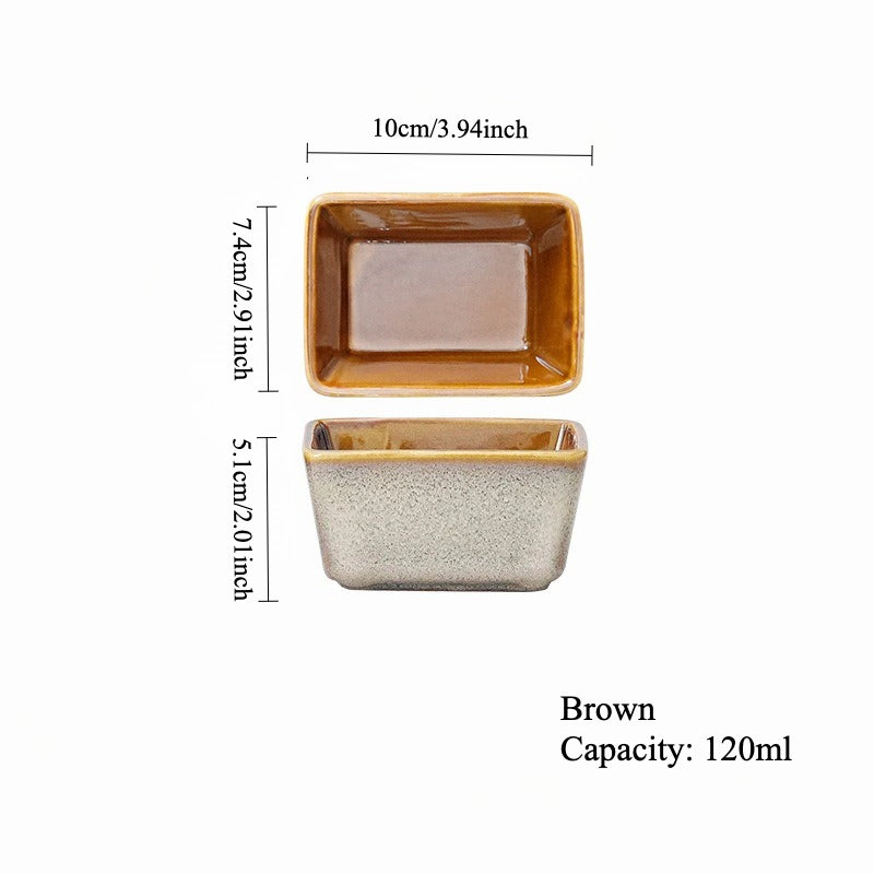 Gohobi Iridescent Kiln-Change Rectangular Ceramic Sauce Bowl