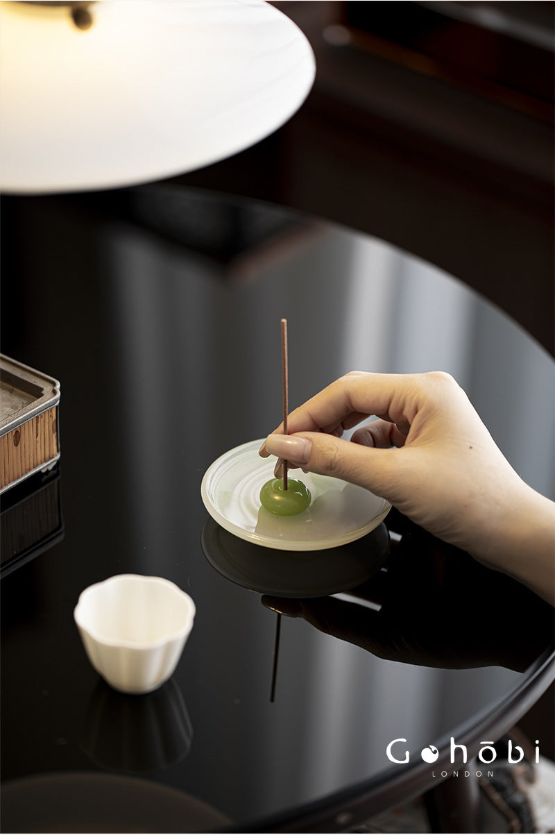 Gohobi Spring Shadow Glazed Incense Holder – Ceramic Ash Catching Incense Tray