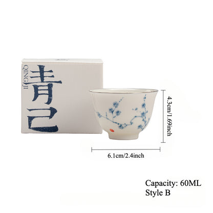 Gohobi Hand-Painted Blue-and-White Thin-Walled Teacup