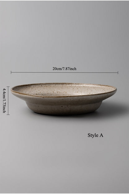 Gohobi Japanese Vintage Coarse Pottery Deep Plate