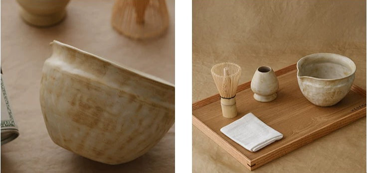 Gohobi Wabi-Sabi Ceramic Matcha Bowl Set with Spout