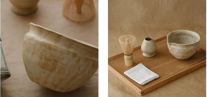 Gohobi Wabi-Sabi Ceramic Matcha Bowl Set with Spout