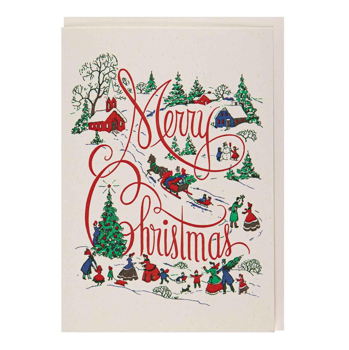 Archivist Gallery Merry Christmas Village | Medium Card | Greeting Card [Made in the UK]