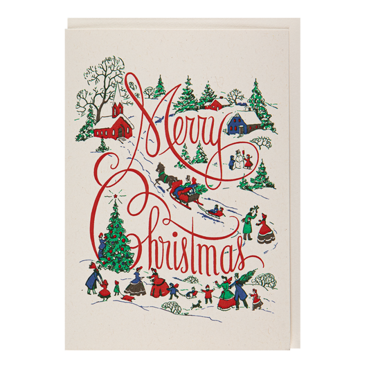 Archivist Gallery Merry Christmas Village | Medium Card | Greeting Card [Made in the UK]