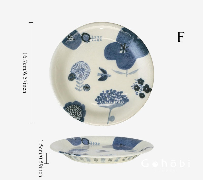 Gohobi Japanese Minoya Ceramic Small Plate [Made in Japan] – Underglaze Minoyaki Tableware