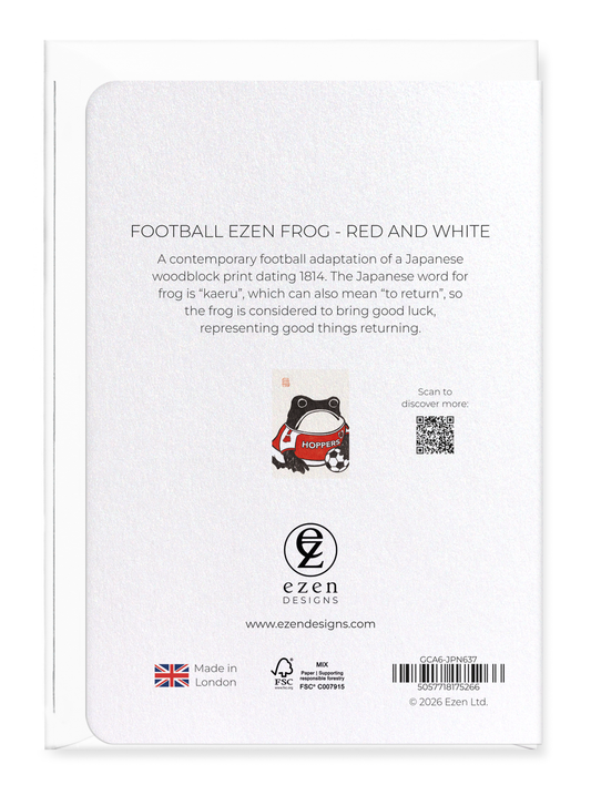 Ezen Designs FOOTBALL EZEN FROG - RED AND WHITE: Greeting Card [Made in the UK]