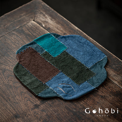 Gohobi Persimmon Dyed Tea Tray Mat – Handmade Double-Sided Tea Cloth Pot Placemat