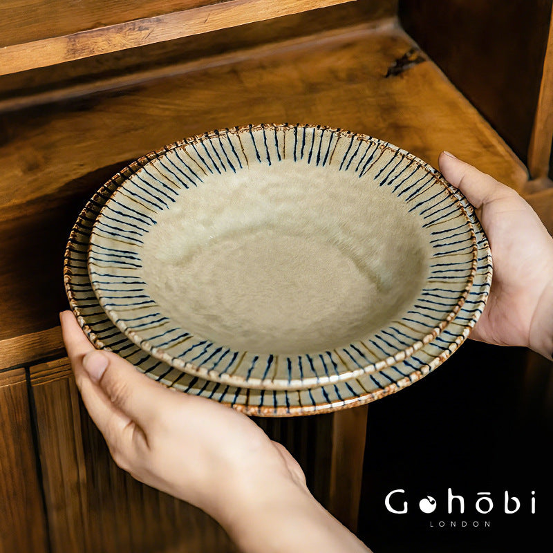 Gohobi Japanese Mino-yaki Pine Leaf Ceramic Plate [Made in Japan] – Retro Light Luxury Tableware