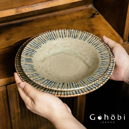 Gohobi Japanese Mino-yaki Pine Leaf Ceramic Plate [Made in Japan] – Retro Light Luxury Tableware