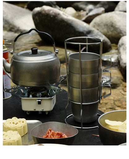 Gohobi Japanese Retro Stainless Steel Mug Set