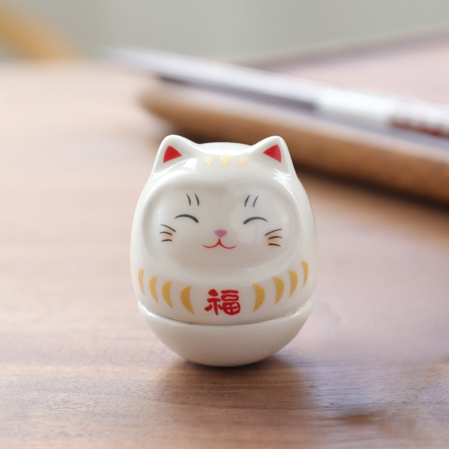 Gohobi Handmade Ceramic Lucky Cat Ornament Tumbler