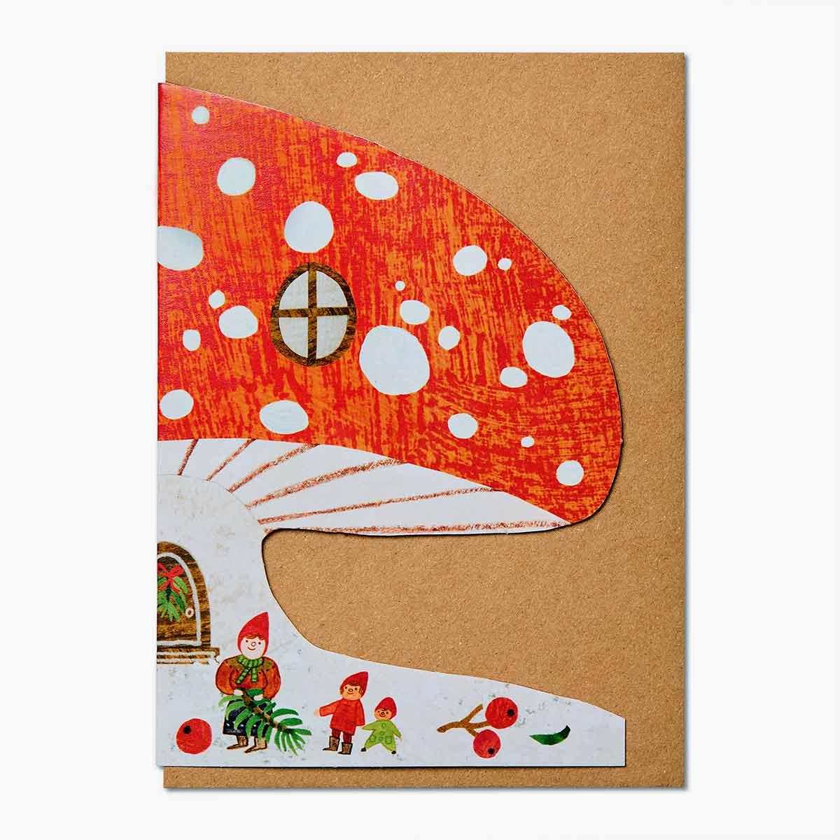Mortlake Papers Snowy Mushroom Card | Christmas Card | Toadstool Card | Greeting Card [Made in the UK]