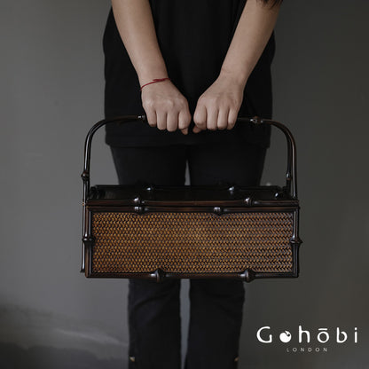 Gohobi Bamboo Portable Tea Box – Tea Set Storage Basket