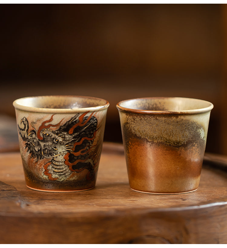 Gohobi Hand-painted Ink Dragon Ceramic Tea Cup