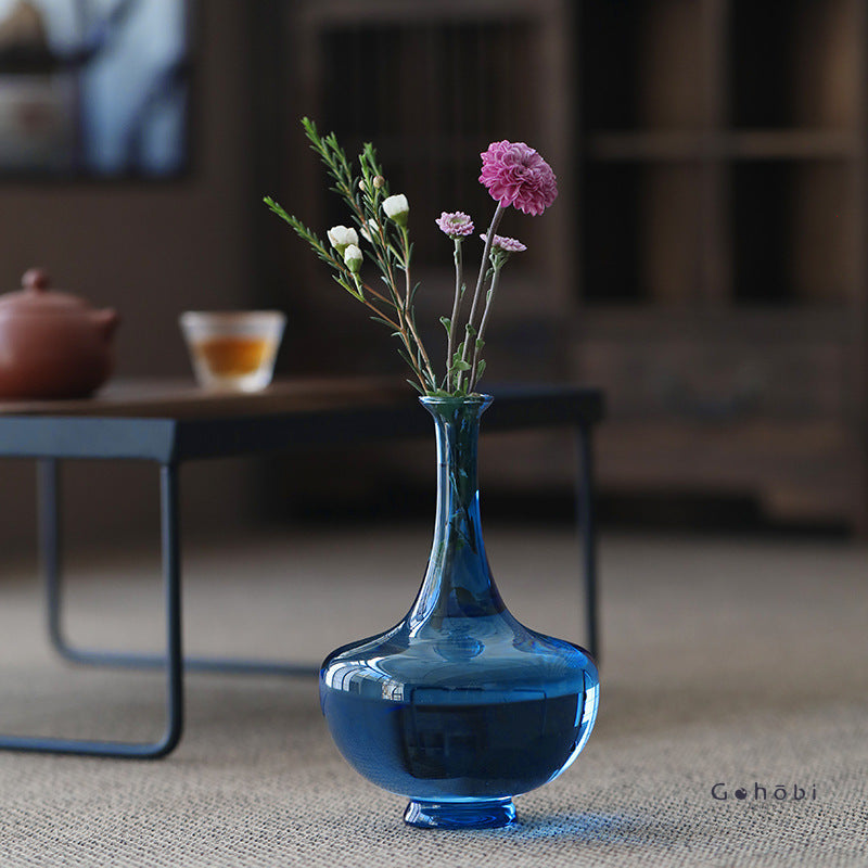 Gohobi Classic Large Blue Glass Vase