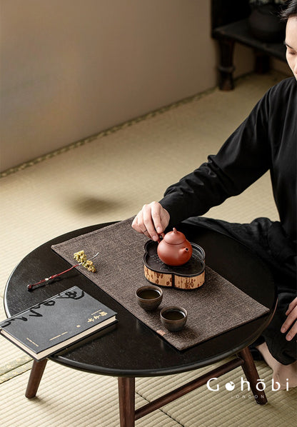 Gohobi Xiangyun Silk Tea Table Mat – Handmade Double-Sided Silk Tea Runner Zen Style