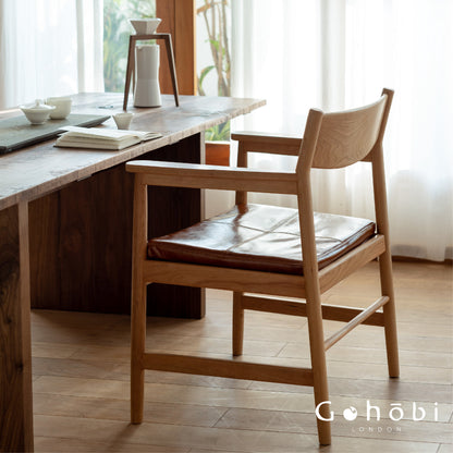 Gohobi Handmade Solid Wood Curved Armchair – Study Chair Office Seat Leisure Home Bedroom Chair | FSC Certified Furniture