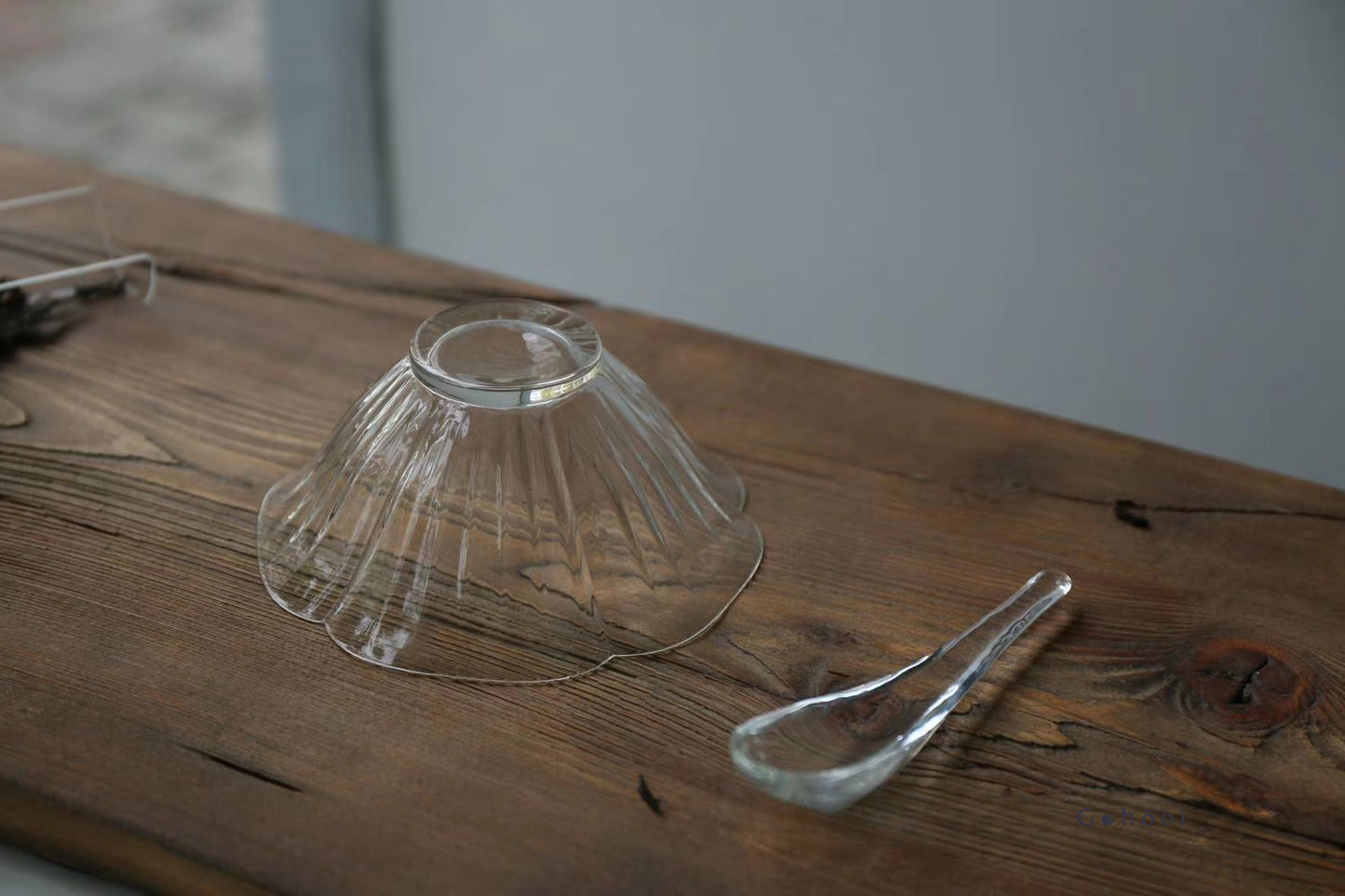 Gohobi Handmade Flower Glass Bowl with Spoon