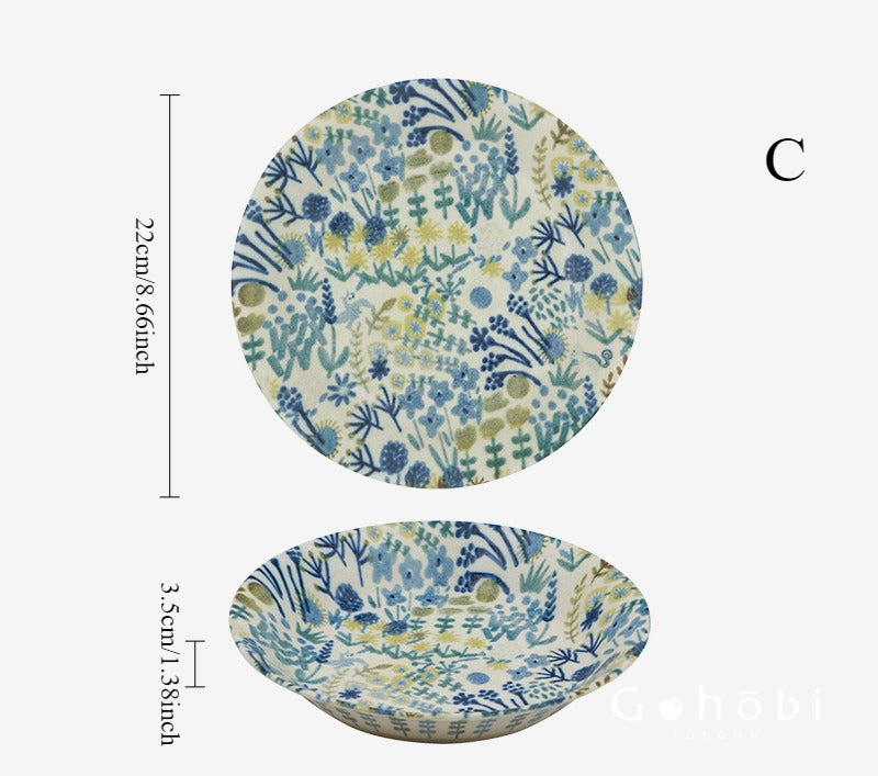 Gohobi Japanese Minoya Ceramic Small Plate [Made in Japan] – Underglaze Minoyaki Tableware