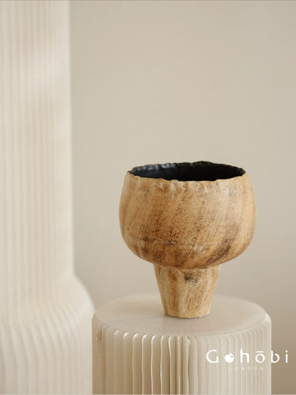 Gohobi Japanese Style Wabi-Sabi Ceramic Vase – Handmade Sand Texture Decorative Ornament