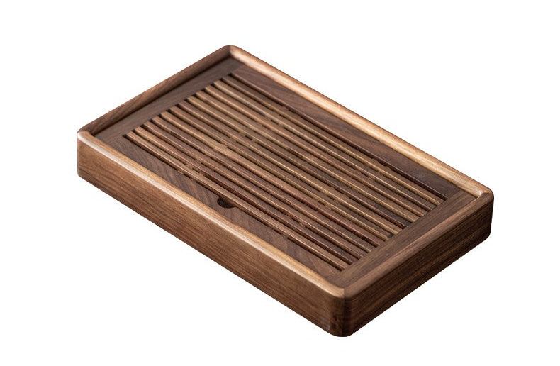 Gohobi Black Walnut Wood Tea Tray – Rectangular Solid Wood Gongfu Dry Brewing Tray