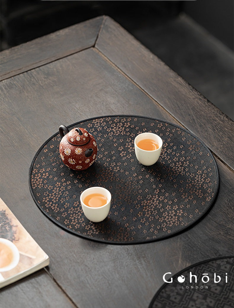 Gohobi Xiangyun Silk Tea Pad – Round Waterproof Tea Pot Placemat for Gongfu Tea Set