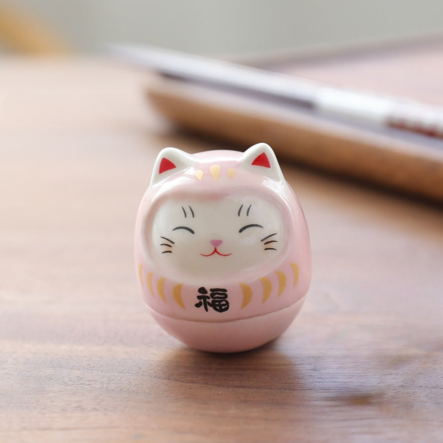 Gohobi Handmade Ceramic Lucky Cat Ornament Tumbler
