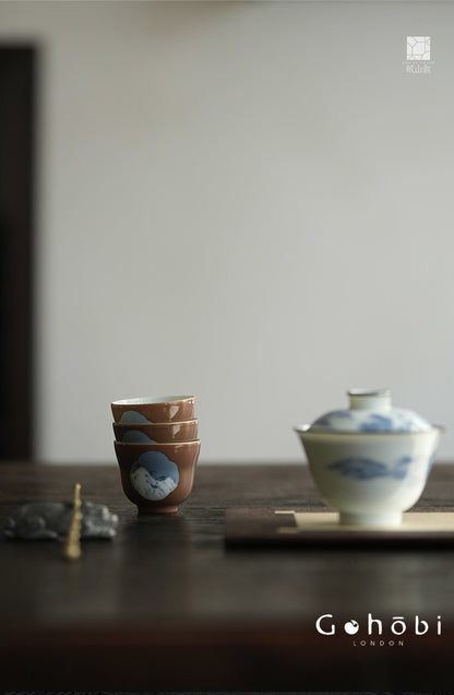[賦山敘 x Gohobi] Gohobi Jingdezhen Hand-Painted Blue and White Teacup – Begonia Snow View Fulu Guest Cup