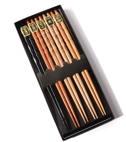 Hefild 2 Pairs Reusable Mahogany Chopsticks With Gourd-shaped Rest - Gold-end Grooved Wooden Chopsticks For Eating, Gift Set - View #9