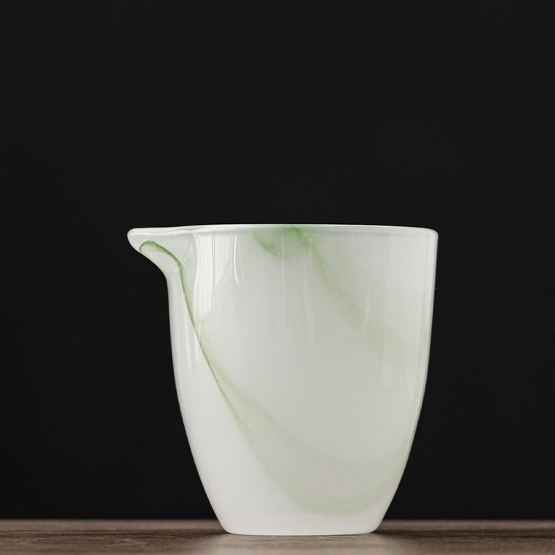 Gohobi Green Swirl Glass Fairness Pitcher & Douli Cup Teaware