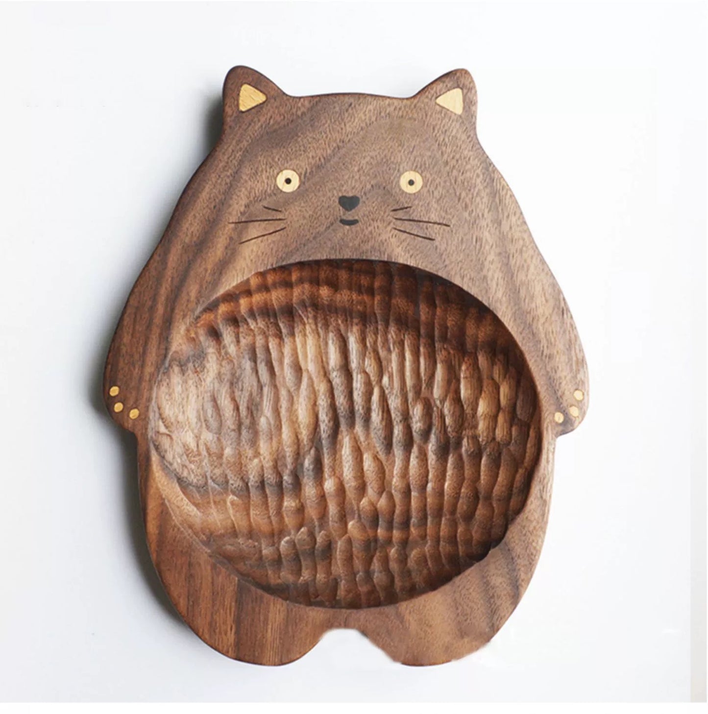 Gohobi Walnut Cat Shape Tray
