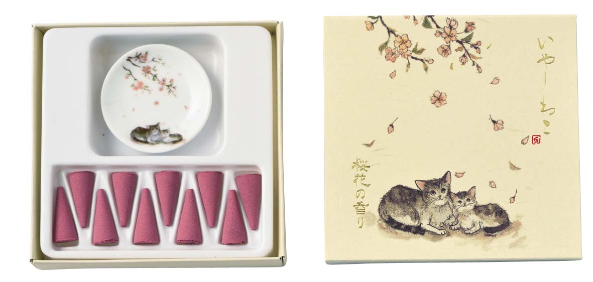 Neko Cone Incense Set - KOUSAIDO - Cherry Blossoms