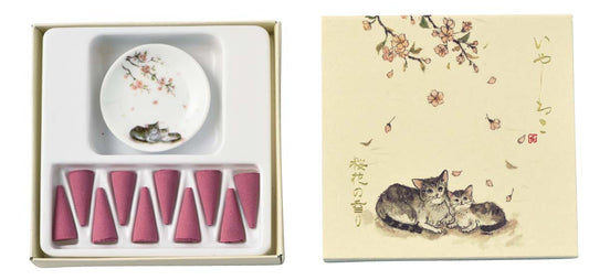 Neko Cone Incense Set - KOUSAIDO - Cherry Blossoms