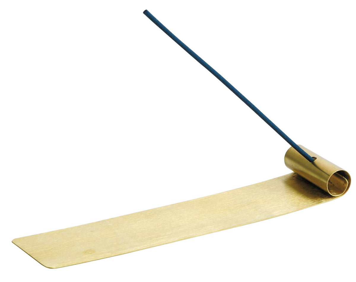 Brass Long Incense Dish - KOUSAIDO - Patterned