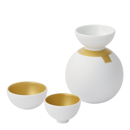 Snowman Sake Bottle and Cups (Muffler) - Ceramic Japan [Made in Japan]