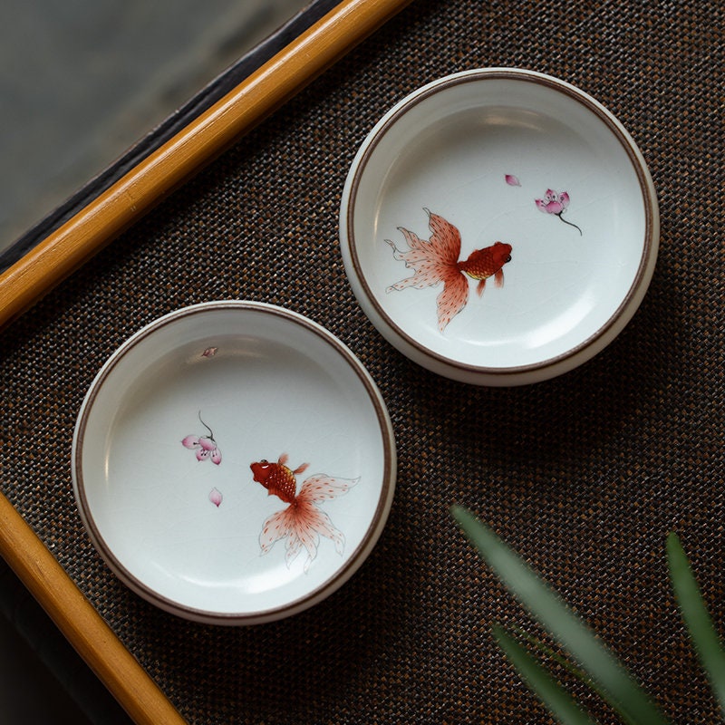 Gohobi Hand painted gold fish Tea Cup Ceramic Chinese Gongfu tea Kung fu tea Japanese Chado