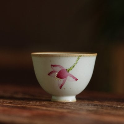 Gohobi Hand painted tea cup ceramic flowers tea cup handmade Gongfu tea gift Japanese Chado